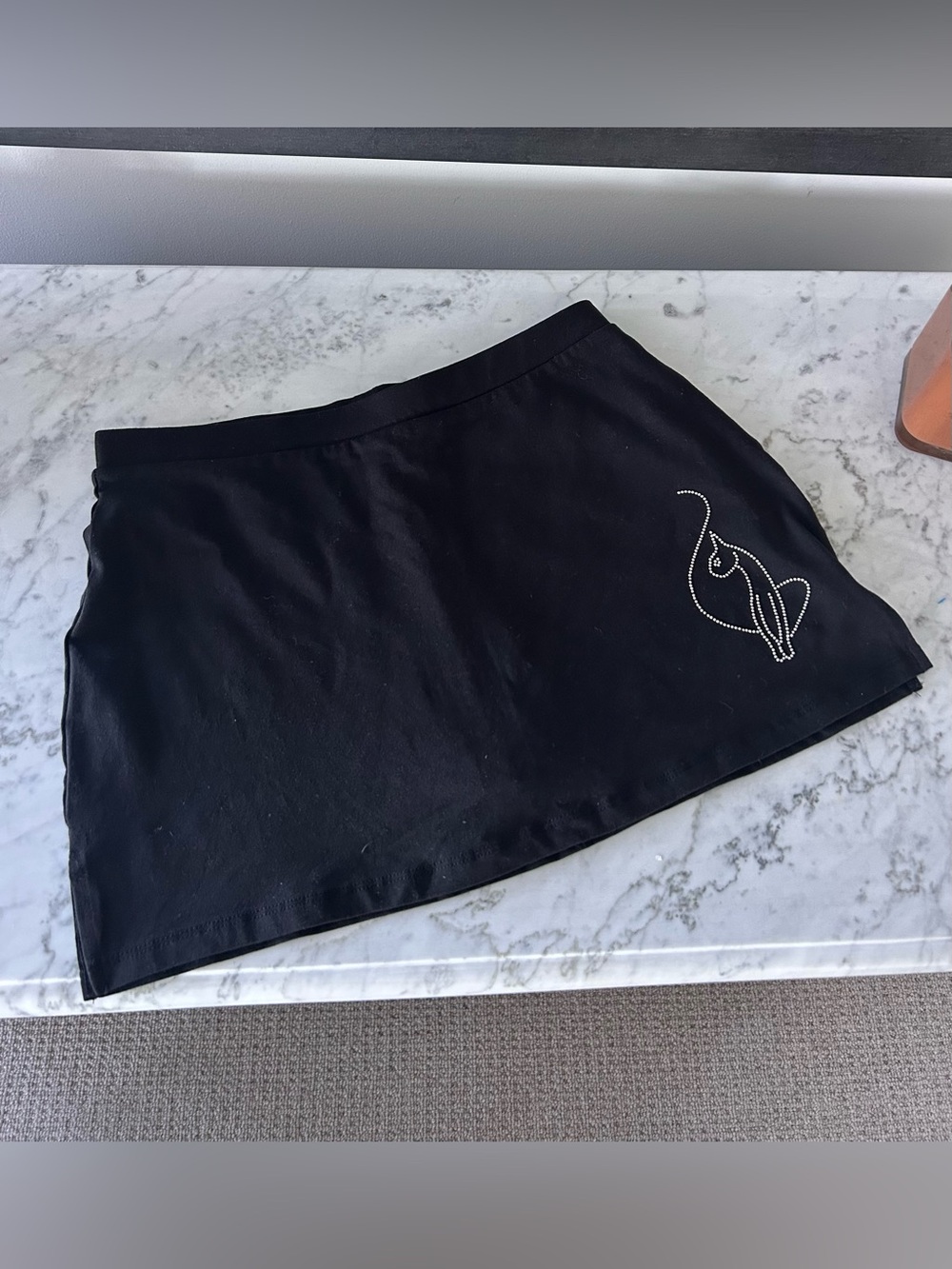 Baby Phat Black Mini Skort with Rhinestone Cat Accent